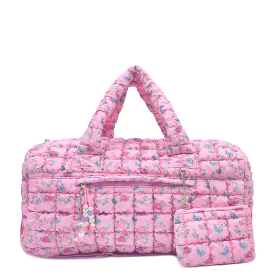 Quilted Scrunchies Floral Printed Large Duffle Bag