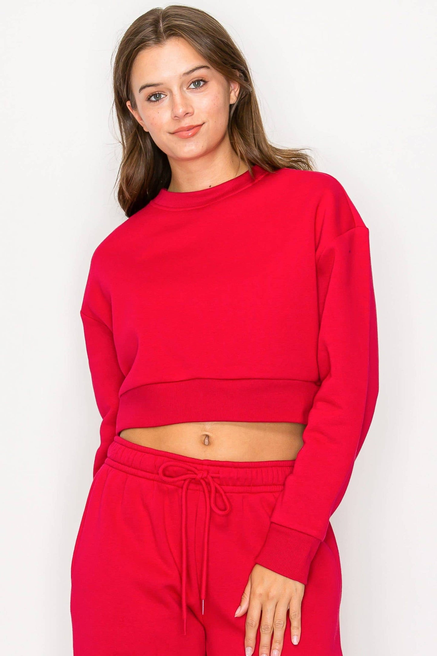 Cropped Fleece Crewneck Sweatshirt