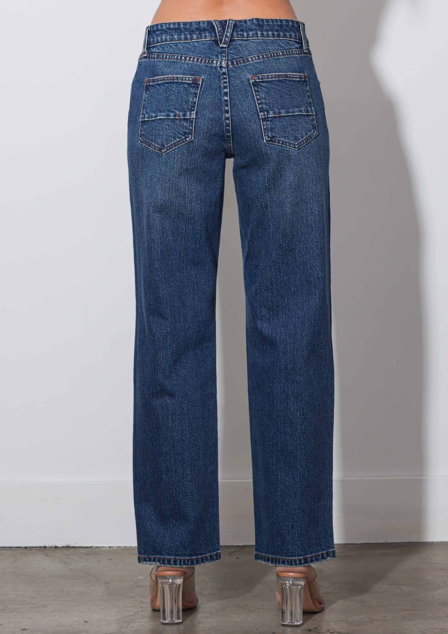 Mid-Rise Straight Jeans