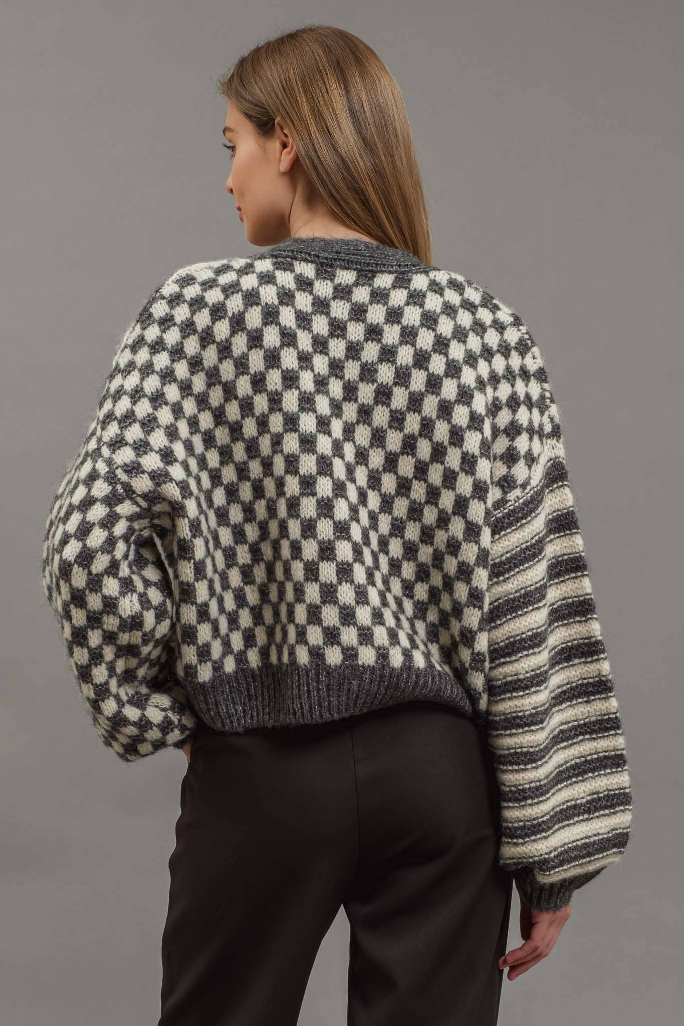 DROP SHOULDER KNIT CARDIGAN
