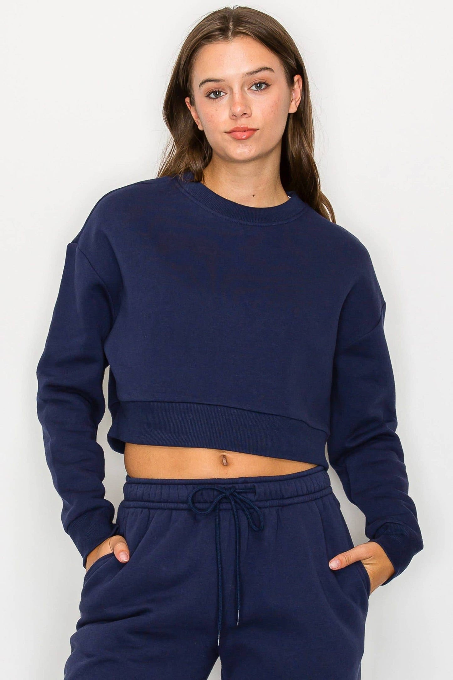 Cropped Fleece Crewneck Sweatshirt