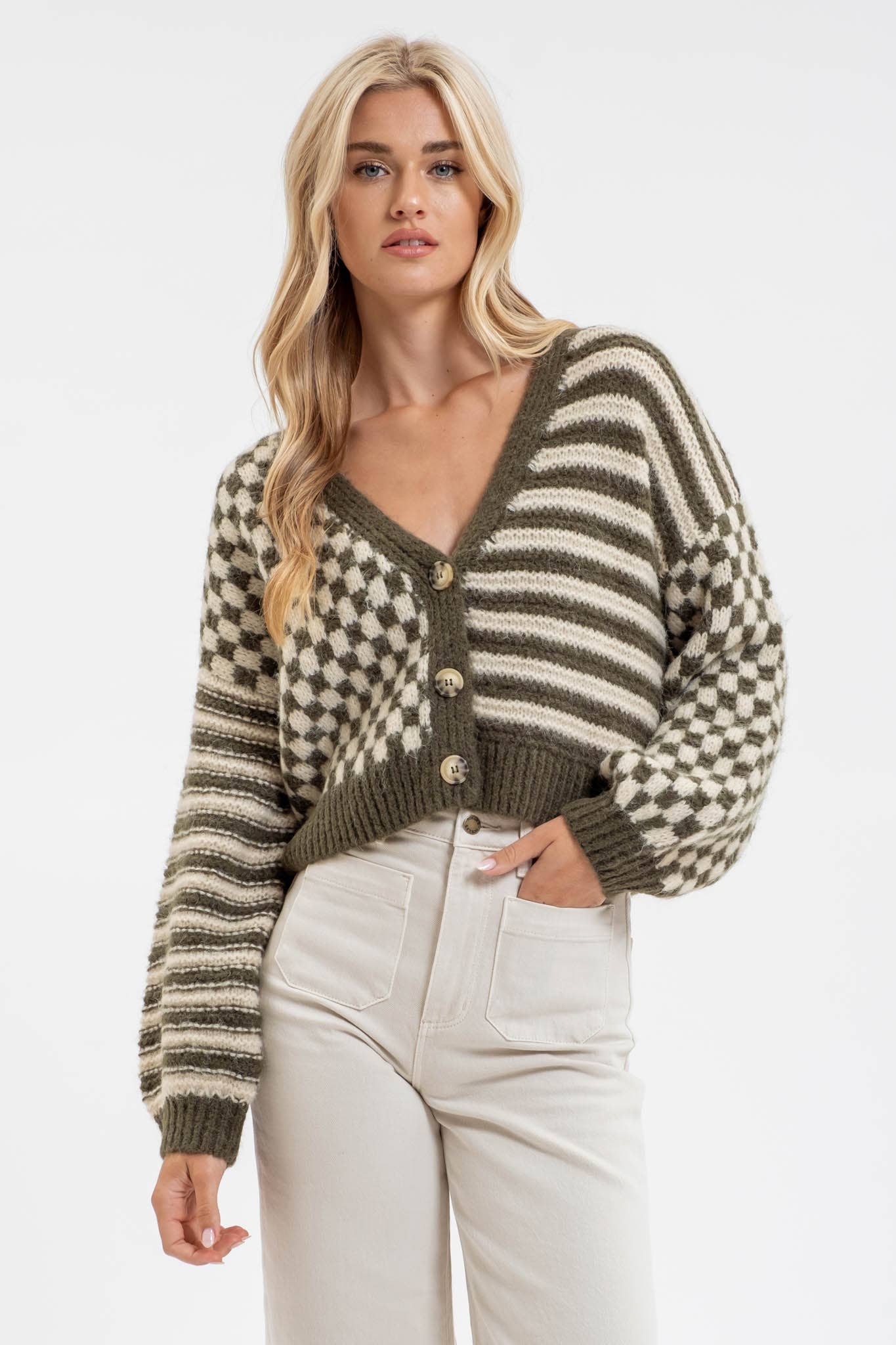 DROP SHOULDER KNIT CARDIGAN