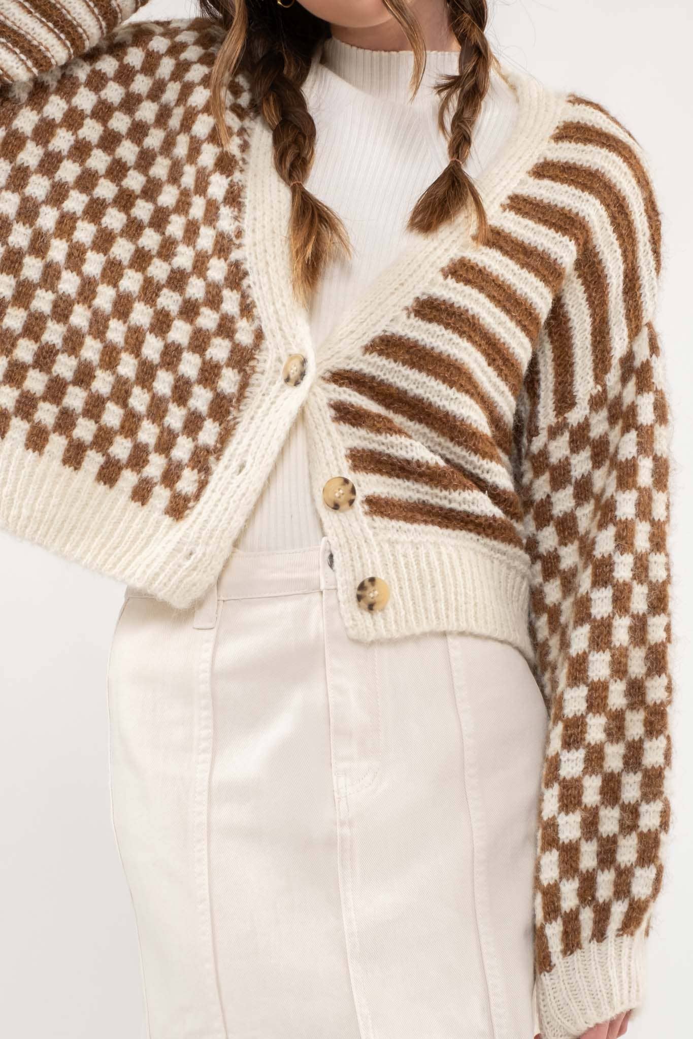 DROP SHOULDER KNIT CARDIGAN
