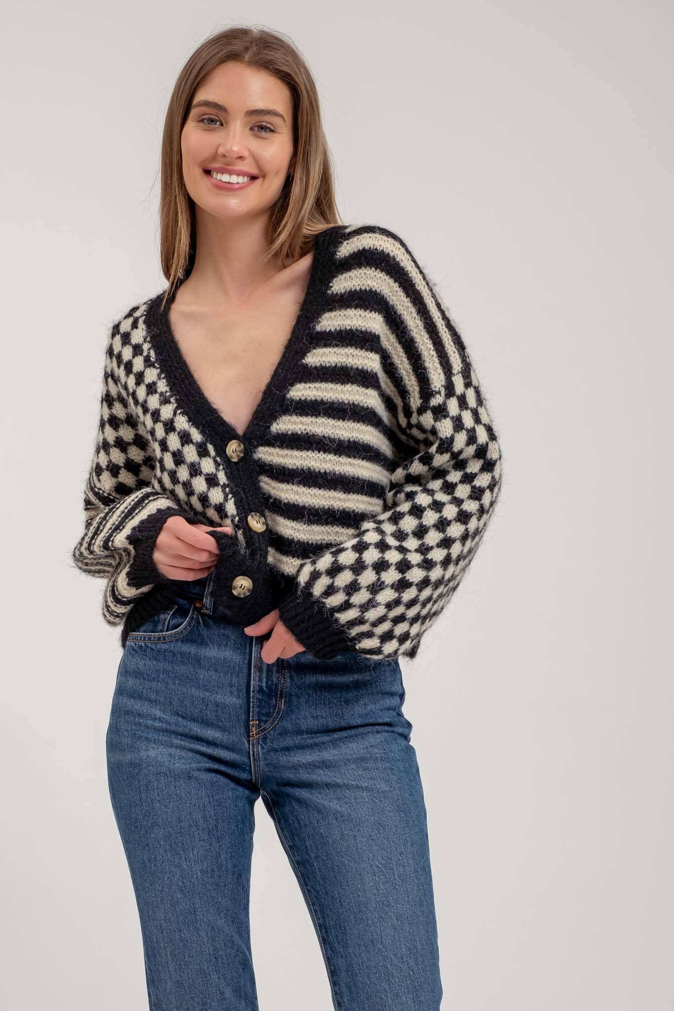 DROP SHOULDER KNIT CARDIGAN