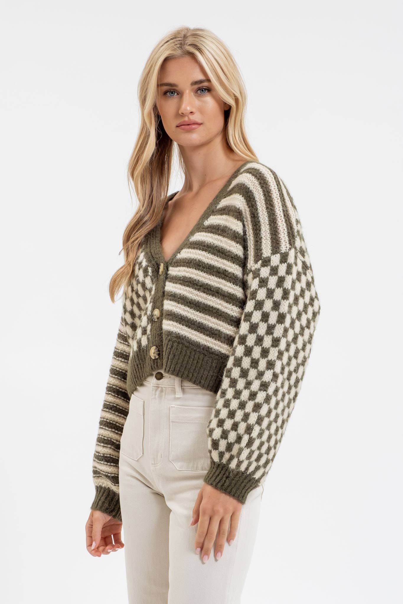 DROP SHOULDER KNIT CARDIGAN