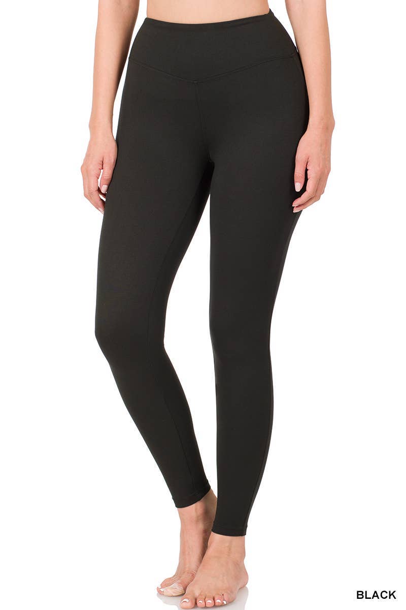 Brushed Microfiber Wide Waistband Leggings