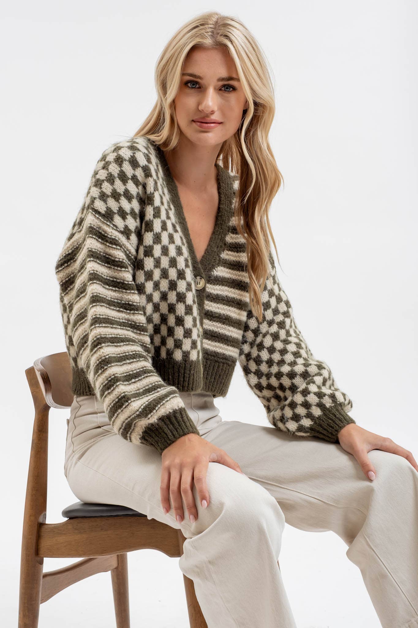 DROP SHOULDER KNIT CARDIGAN