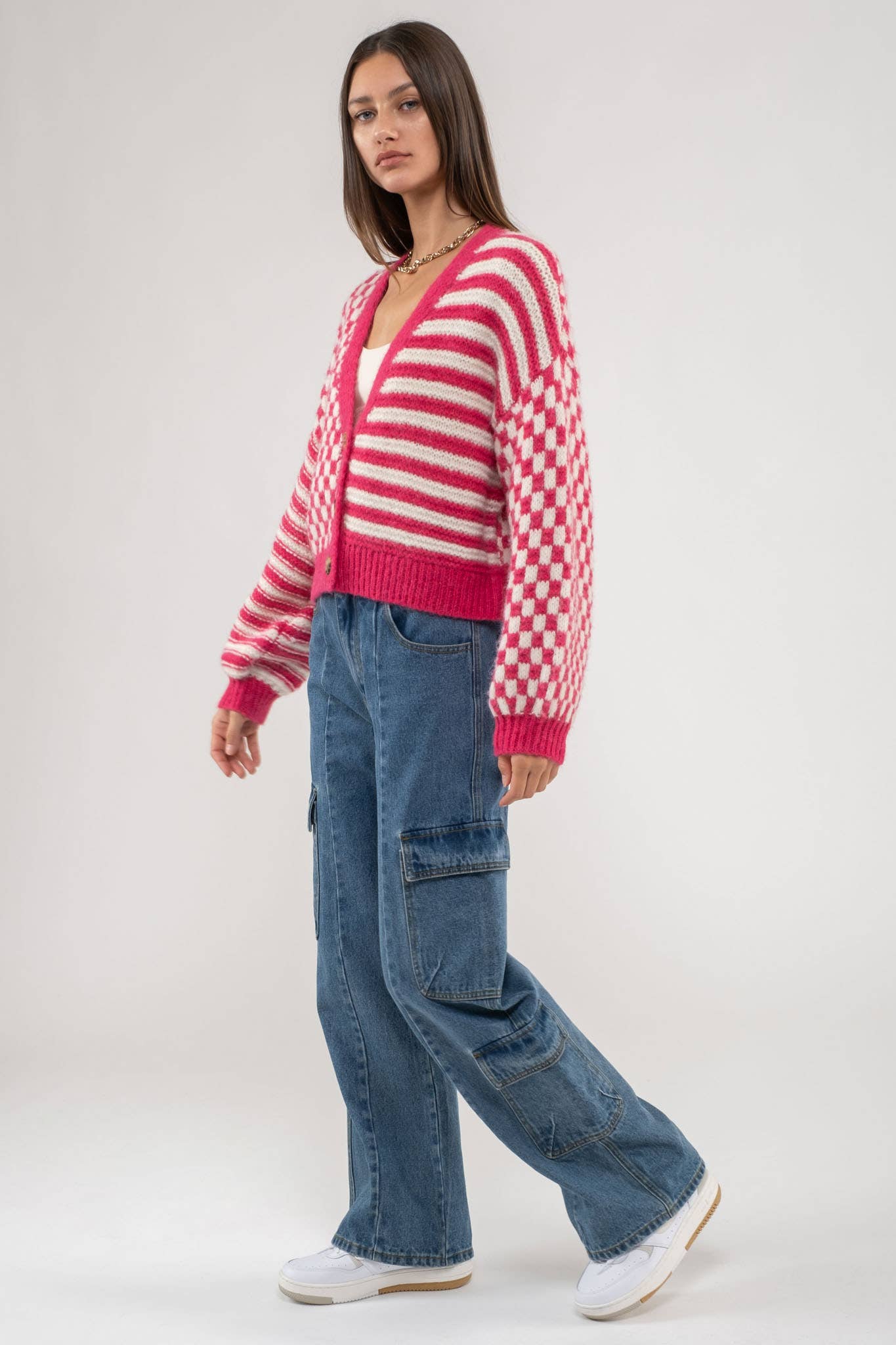 DROP SHOULDER KNIT CARDIGAN